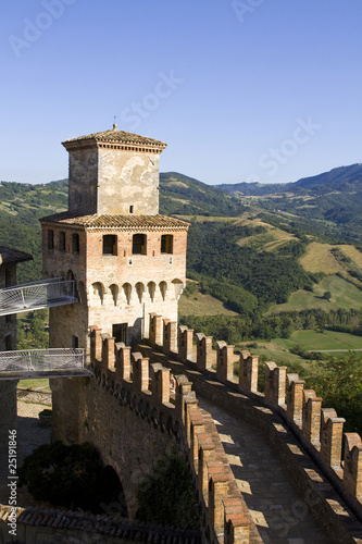 Rampart walk and tower of the Vigoleno castle, Italy photo