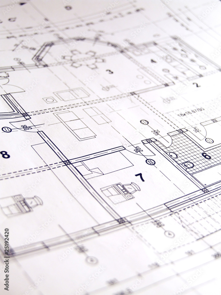 Closeup of architectural plan Closeup of architectural plan