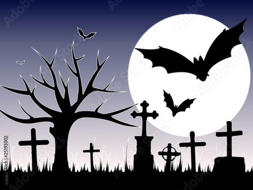 Halloween Dans Un Cimetiere Stock Illustration Adobe Stock