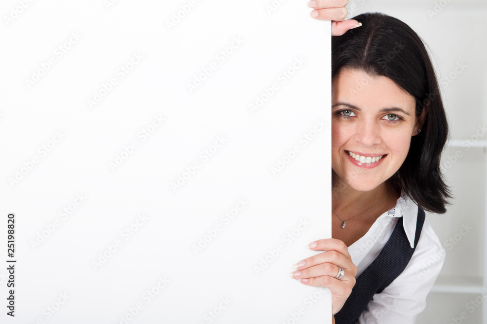 pretty businesswoman holding whiteboard pretty businesswoman holding whiteboard