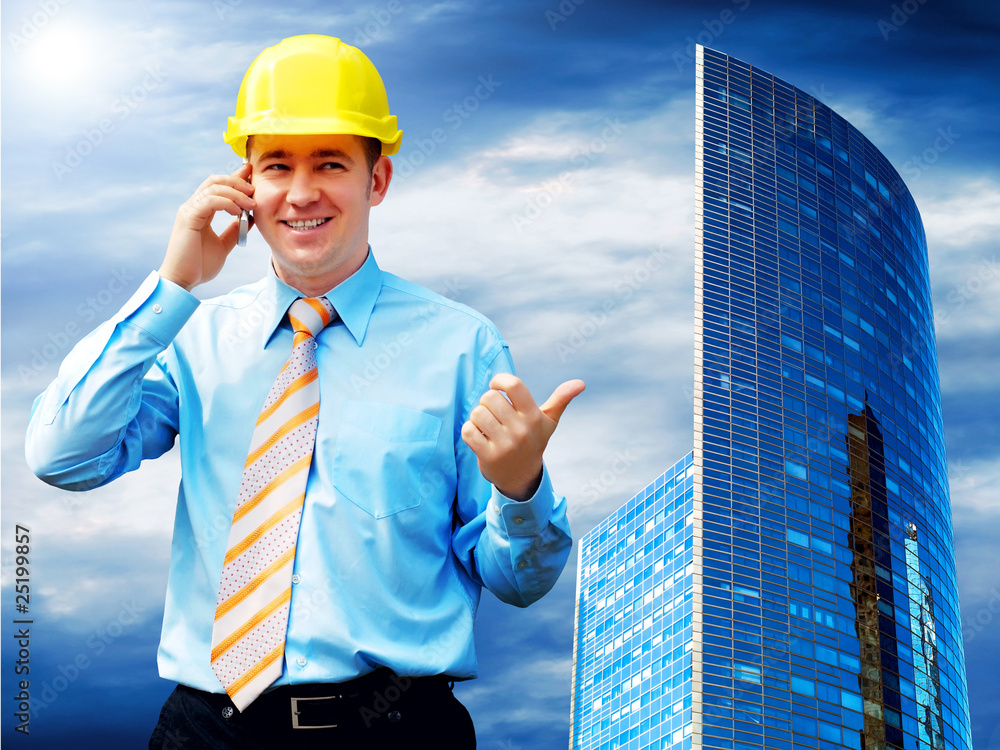 Businessman on the Modern business architecture background