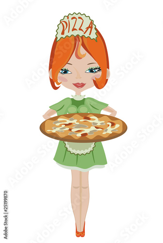 Girl with pizza.