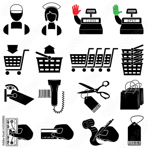 Supermarket icon set