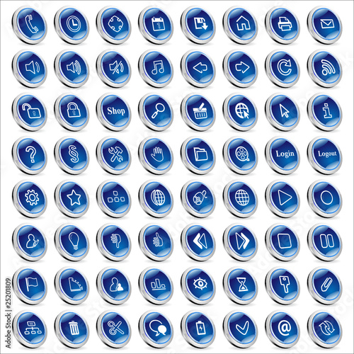 3d Web buttons ,icons blau