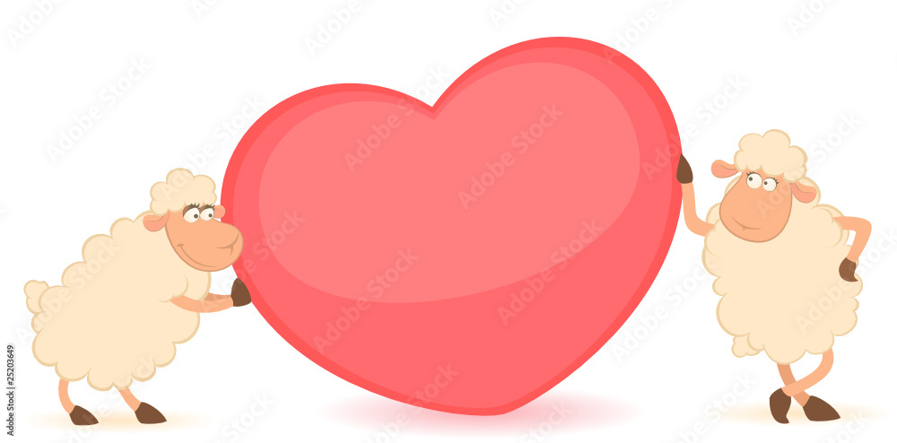 cartoon funny sheep holds a heart cartoon funny sheep holds a heart
