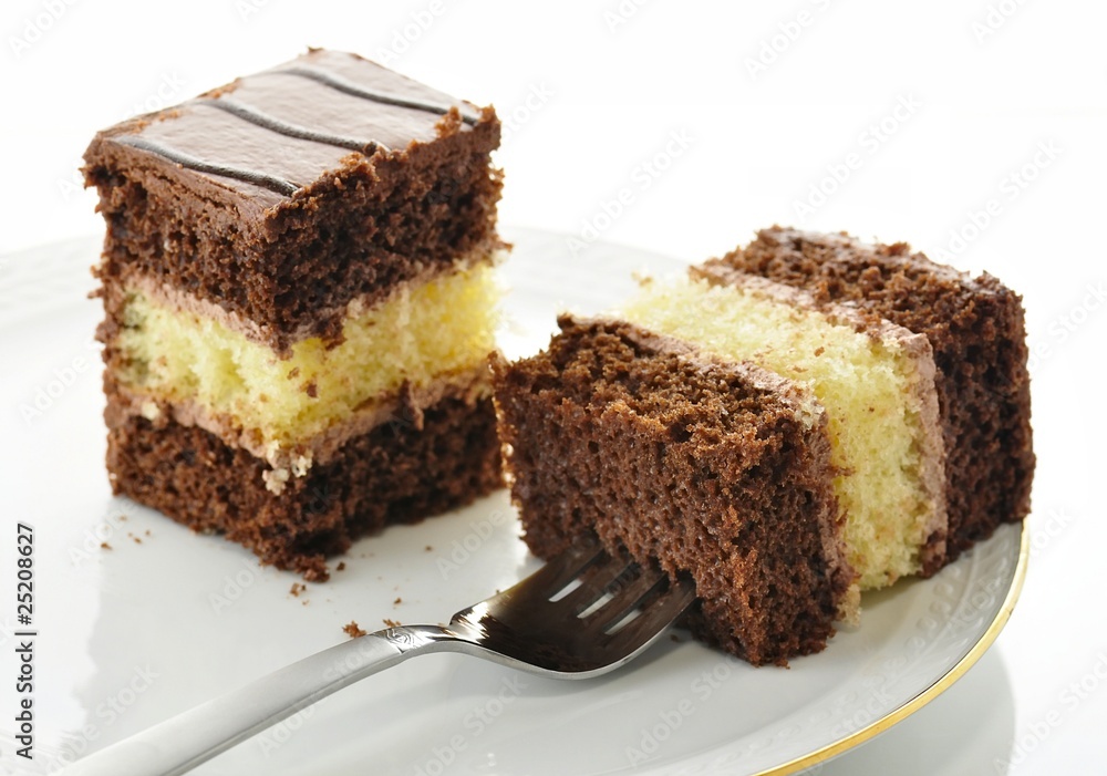 A chocolate fudge layer cake A chocolate fudge layer cake