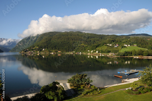 Reflections in Hardangerfjord at Ulvik, Norway