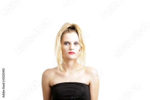 young female beauty on white background