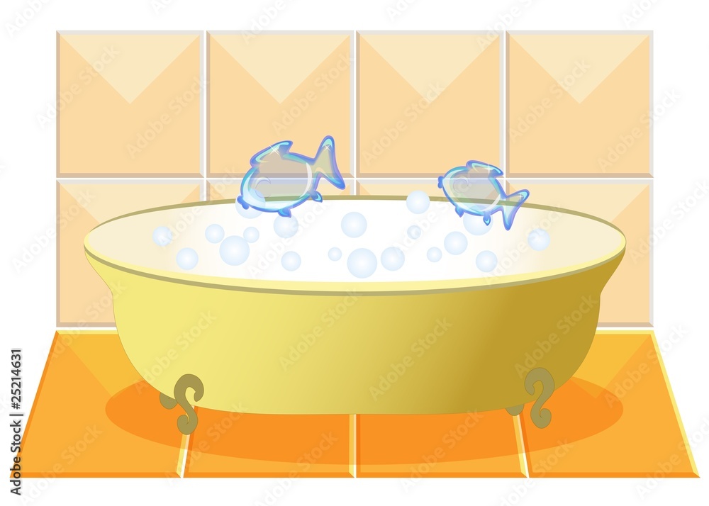 a bath with playing fish a bath with playing fish