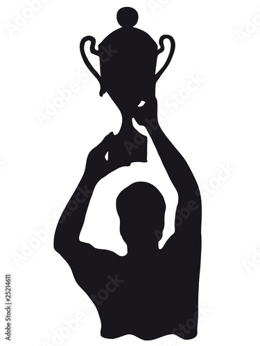 Schattenriss eines Gewinners mit Pokal