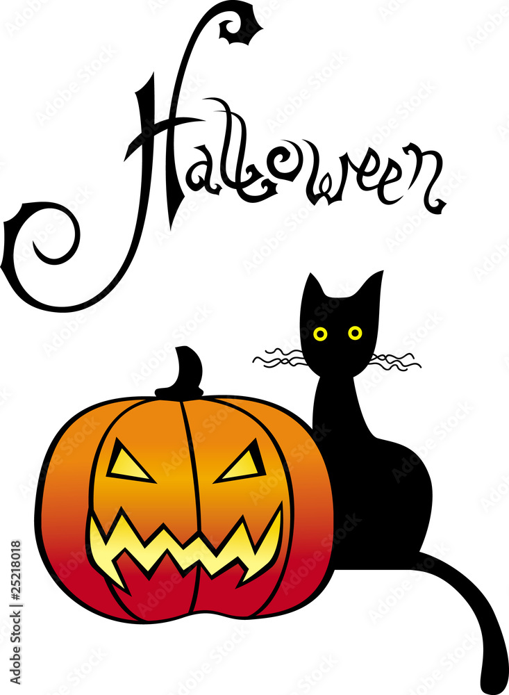 Halloween pumpkin and cat Halloween pumpkin and cat