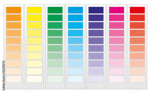 Color guide chart, cmyk rainbow background, part 1, vector
