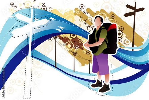 backpacker color vector