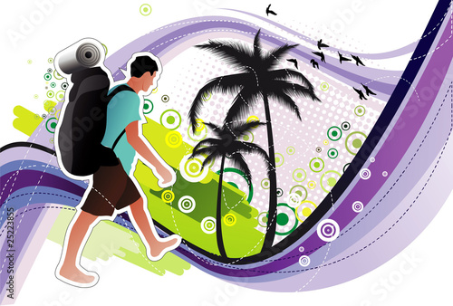 backpacker color vector
