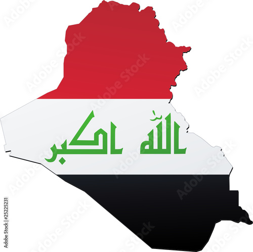 Carte de l'Irak drapeau relief (détouré)