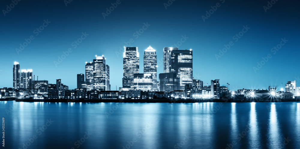 Naklejka premium Panoramiczny obraz Canary Wharf widok z Greenwich.
