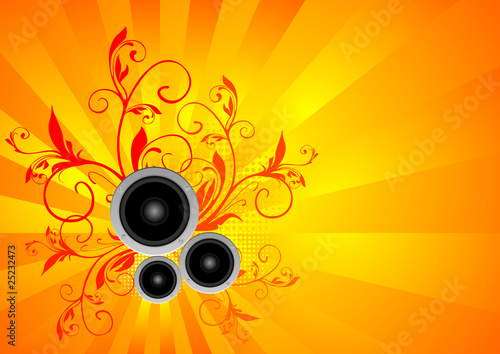 Wallpaper Mural orange vector music illustration with speakers Torontodigital.ca