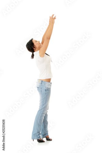 Woman trying to reach something