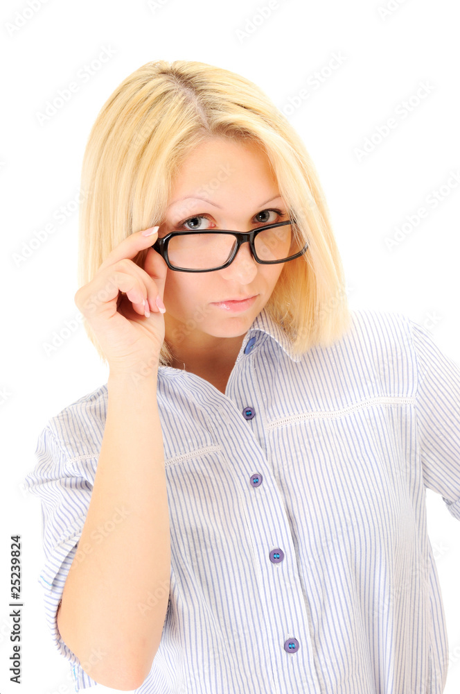 thinking business woman. Isolated over white background thinking business woman. Isolated over white background