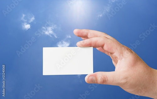 empty paper card in human hand