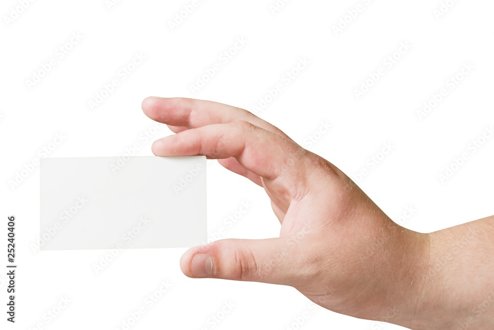 empty card in human hand isoalted background with path empty card in human hand isoalted background with path