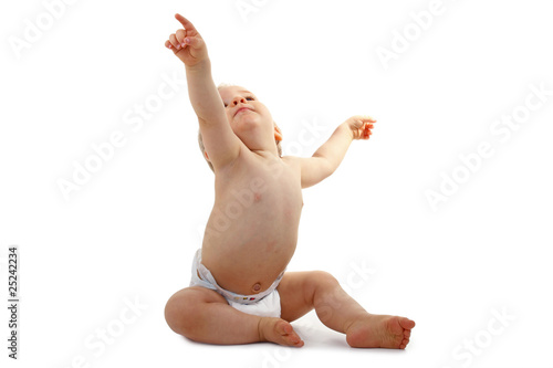 Bebe Assis Qui Montre Du Doigt Stock Foto Adobe Stock