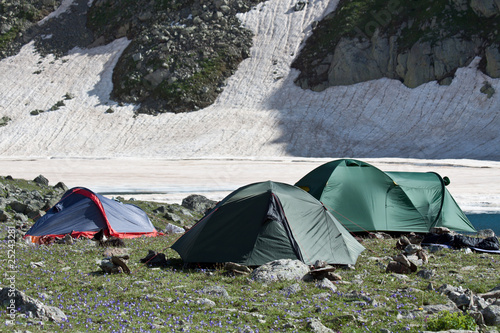 Group of camping tents.