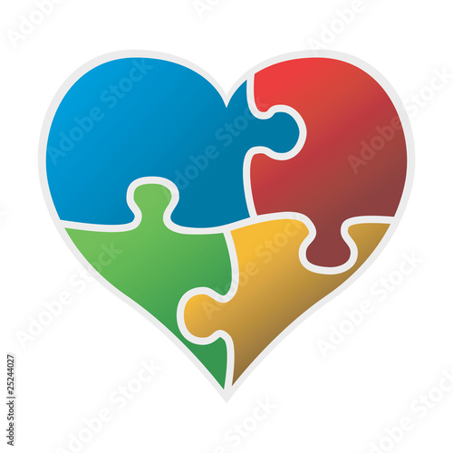 colorful puzzle heart vector