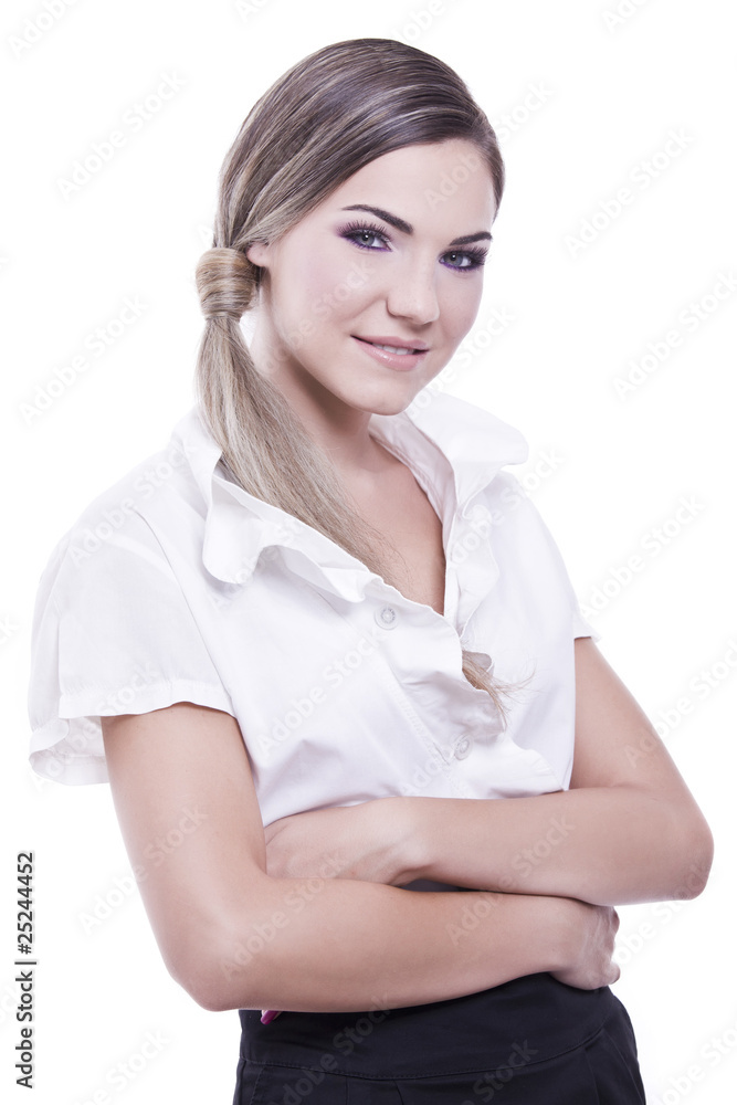young pretty girl portrait over white background young pretty girl portrait over white background