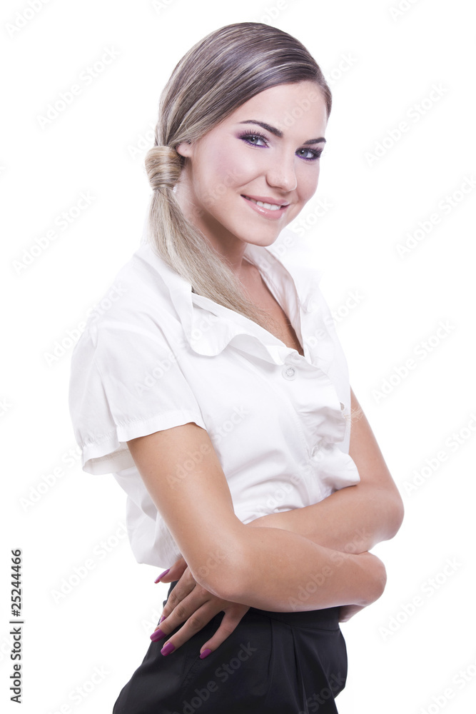 young pretty girl portrait over white background young pretty girl portrait over white background
