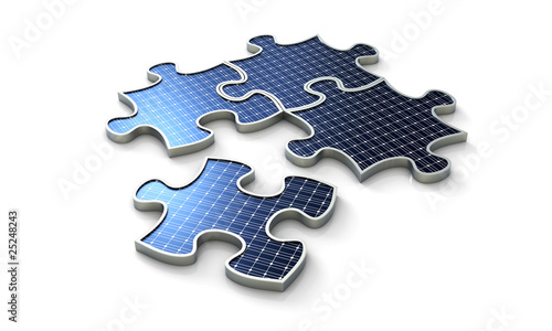 Solar construction puzzle four pieces