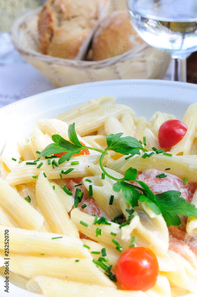 plate of pasta and smoked salmon plate of pasta and smoked salmon
