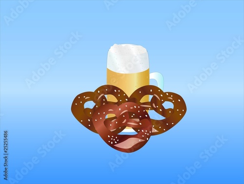 fresh beer and pretzel ( background on separate layer )