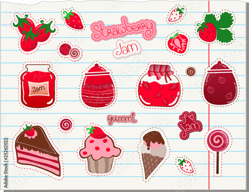 Strawberry and Jam Vector Set