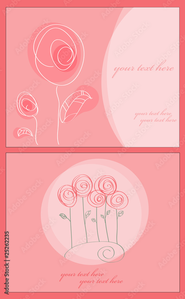 Two floral cards with vintage roses