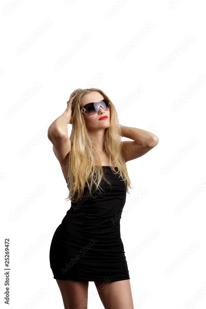 young female blond beauty with sunglasses (white background) young female blond beauty with sunglasses (white background)