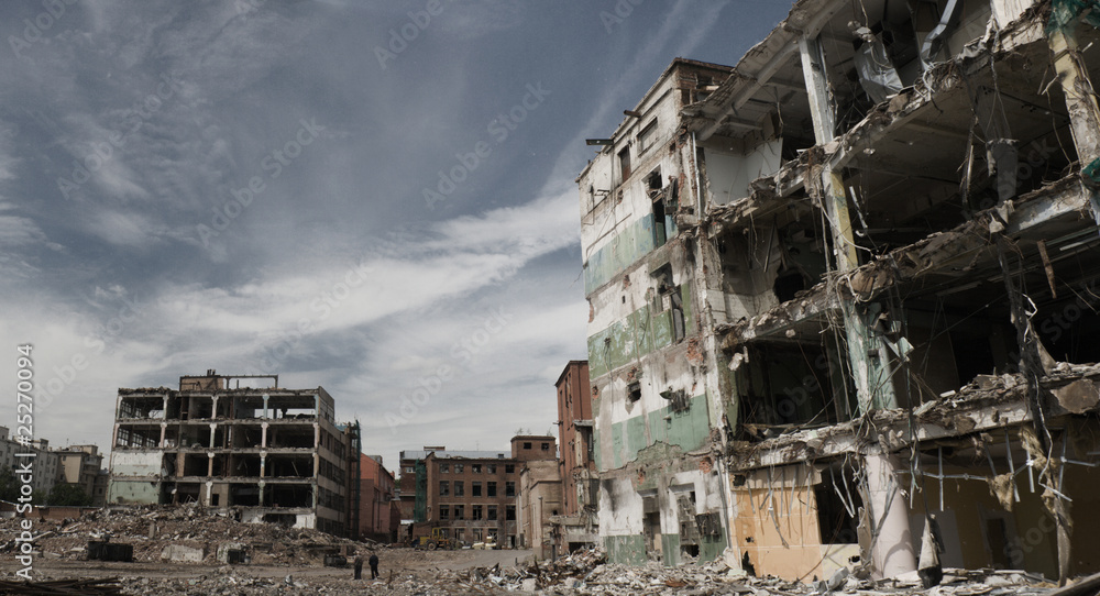 Fragments of partly demolished building