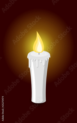 Vector burning candle on dark background
