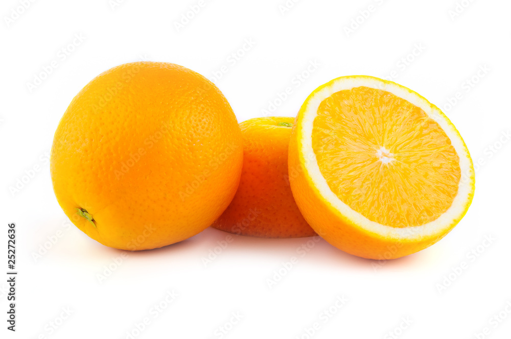 Arrangement of orange on a white background Arrangement of orange on a white background