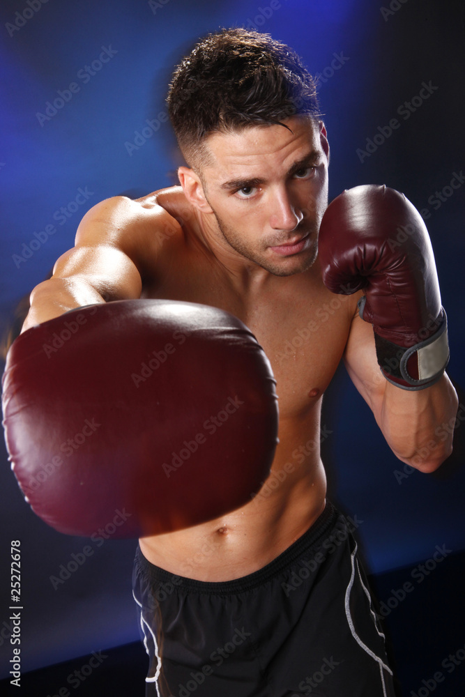 Action boxer in training attitude Action boxer in training attitude
