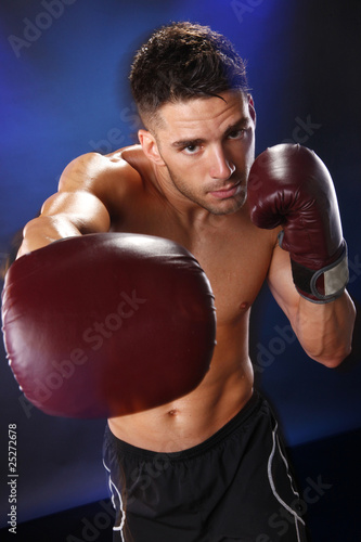 Action boxer in training attitude