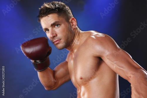 Action boxer in trining attitude © redav