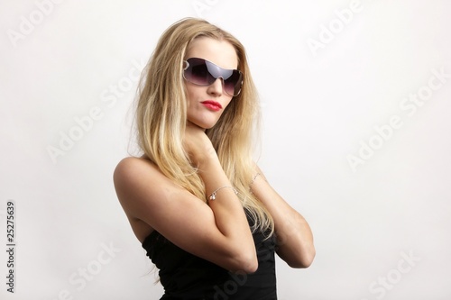 young female blond beauty with sunglasses