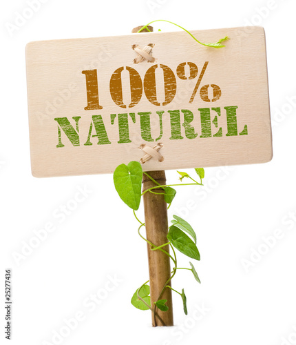 100 % naturel produit sans pesticide - texte en français photo