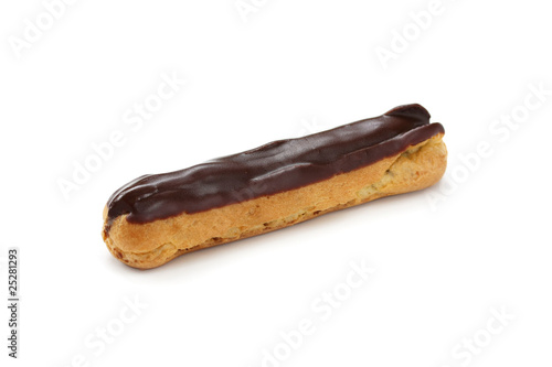 Chocolate Eclair on white background