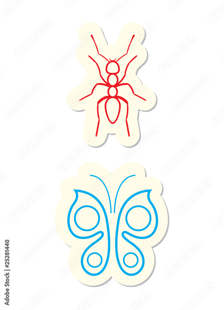 Ant and Butterfly Icons Ant and Butterfly Icons