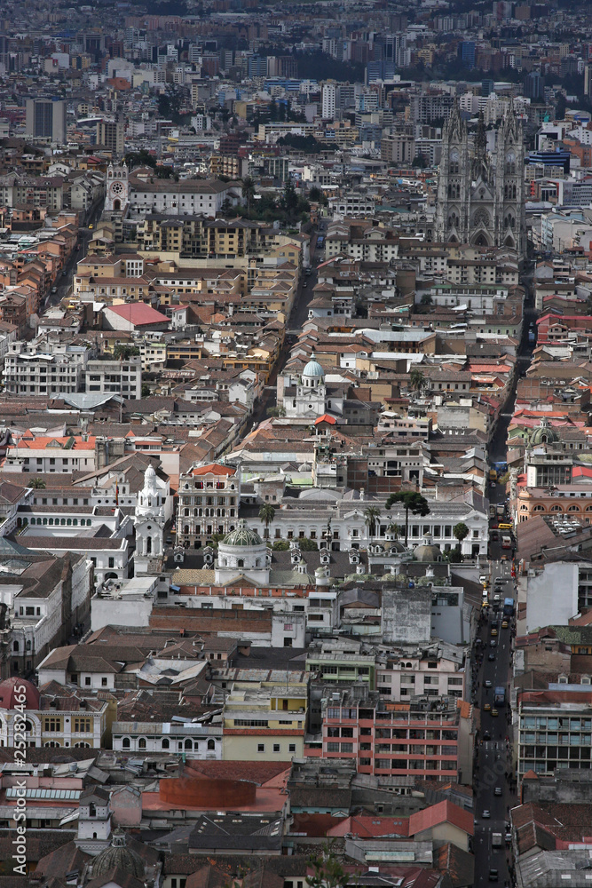Vue aérienne du centre historique de Quito