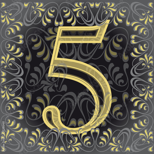 número 5 decorado, cinco