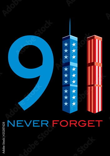 911 Never Forget - World Trade Centre with American Flag