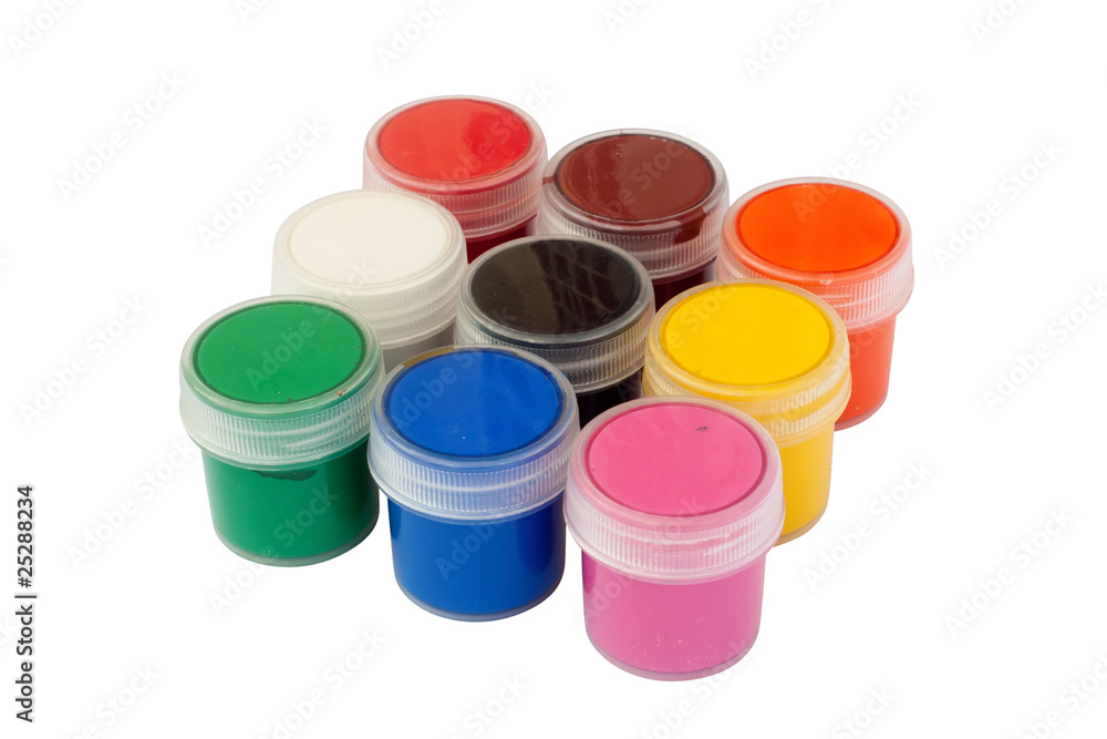 Closed jars with colored gouache Closed jars with colored gouache